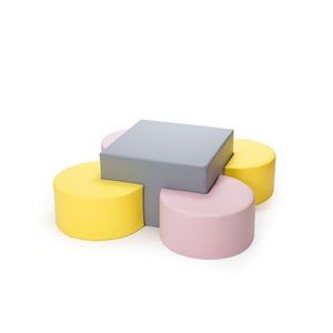 Set masuta din spuma, gri deschis si taburete colorate, gradinita imagine