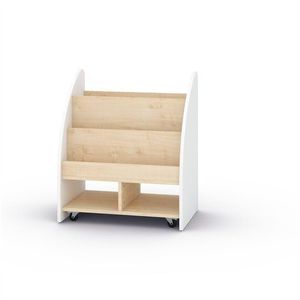 Biblioteca spatioasa pe roti, cu 2 fete, pentru carti si jocuri, 70 x 47 x 81 cm ideala pentru gradinita imagine