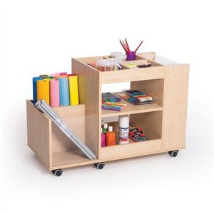 Dulap cu roti, compartimentat pentru depozitare materiale de creatie, artar, gradinita si scoala imagine
