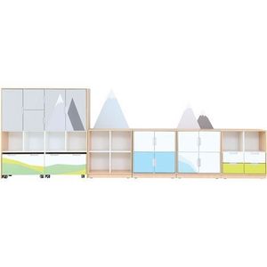 Set mobilier tematic pentru gradinita Muntii, usi cu deschidere la 90 grade, inchidere silentioasa imagine