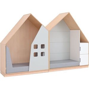 Set mobilier Quadro 201, design casute, artar, 285 cm lungime, saltele incluse, gradinita si scoala imagine