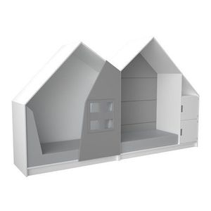Set mobilier Quadro 201, design casute, artar cu alb, 285 cm lungime, saltele incluse, gradinita si scoala imagine