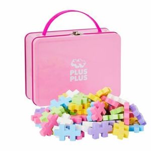 Set constructie Plus-Plus, 70 piese mari, portabil, in cutie metalica, culori pastelate imagine