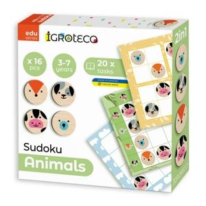 Joc de logica din lemn , zSudoku Animale, 16 piese imagine
