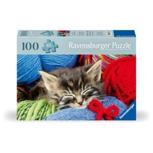 Ravensburger - Puzzle pentru varstnici pisicuta cu sablon de imagine si suport din carton 100 piese mari XL imagine