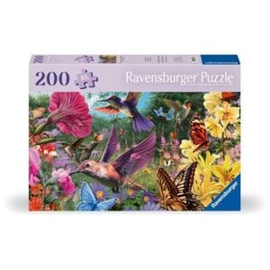 Ravensburger - Puzzle pentru varstnici pasari Colibri si fluturi cu sablon de imagine si suport din carton 200 piese mari XL imagine