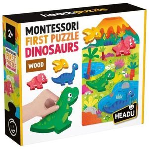 Headu - Montessori primul meu puzzle cu Dinozauri ce include 4 forme din lemn imagine