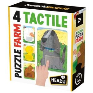 Headu - 4 Puzzleuri tactile animale de la ferma cu piese mari pentru copiii de peste 2 ani imagine