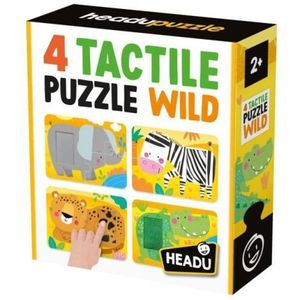 Headu - 4 Puzzleuri tactile animale din salbaticie cu piese mari pentru copiii de peste 2 ani imagine