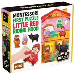 Headu - Montessori primul meu puzzle Scufita Rosie ce include 4 forme din lemn imagine