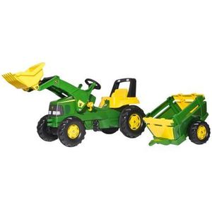 Tractor cu pedale pentru copii Rolly Toys John Deere cu cupa si remorca imagine