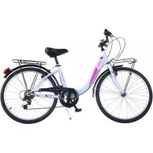 Bicicleta copii 11 ani+, 26 inch, City Summertime Alb, Dino Bikes DB604R05WH imagine