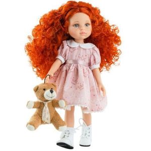 Papusa Marga, 32 cm, in rochie roz, cu ursulet de plus - Amigas, Paola Reina imagine