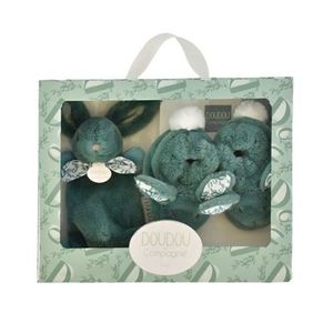 Iepuras Doudou - Set Pantofiori si Jucarie de Plus, verde imagine