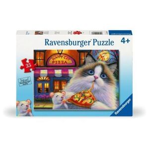 Ravensburger - Puzzle pisica mancand pizza 35 piese imagine