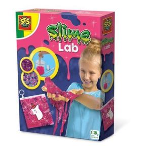 Set de mixat slime roz cu sclipici si margele - Unicorn imagine
