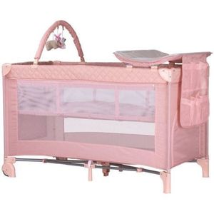 Patut pliabil cu saltea de infasat Chipolino Luna pink marshmallow imagine