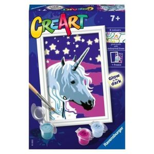 Ravensburger - CreArt pictura pe numere pentru copii unicorn visator care straluceste in intuneric imagine