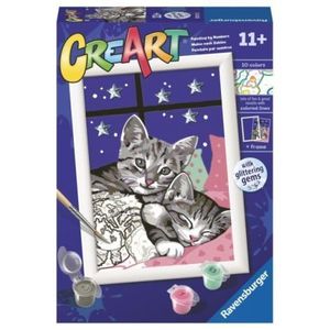 Ravensburger - CreArt pictura pe numere pentru copii pisicute somnoroase cu pietre sclipitoare imagine