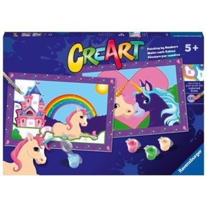 Ravensburger - CreArt pictura pe numere pentru copii 2 sabloane cu unicorni magici imagine