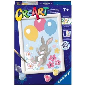 Ravensburger - CreArt pictura pe numere pentru copii iepuras cu baloane si cu pietre sclipitoare imagine