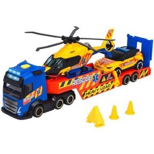 Set Dickie Toys Rescue Transporter 40 cm cu camion, masina, elicopter si accesorii imagine