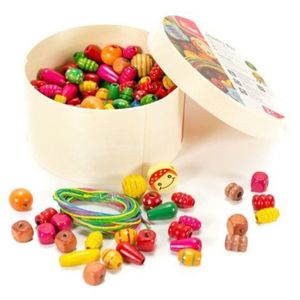 Margele de insirat din lemn, 210 buc., Viga Toys imagine
