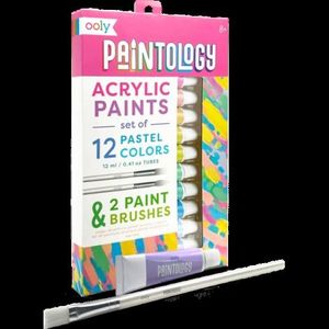 Set vopsele acrilice Paintology, 12 culori pastel si 2 pensule imagine