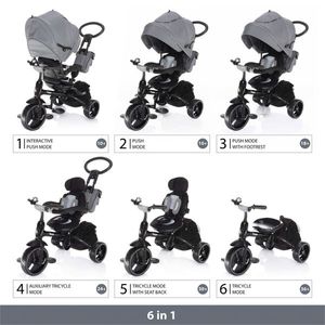 Tricicleta pentru copii Zopa Citi Trike Curry Yellow 6 in 1 cu suport picioare, control al directiei, scaun reversibil, rotire 360 grade, varsta 10 luni+ imagine