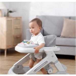 Premergator pentru copii, Little Mom, pliabil, cu sezutul reglabil in inaltime, panou interactiv cu lumini si sunete, roti silentioase 360, sistem de franare, dimensiune 70 x 58 x 56cm, Driver Grey imagine
