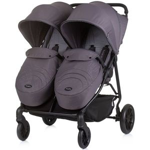 Carucior pentru gemeni Chipolino Top Stars anthracite cu spatar reglabil, suspensii, suport picioare ajustabil, bara de protectie detasabila si accesorii imagine