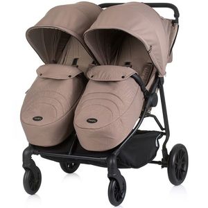 Carucior pentru gemeni Chipolino Top Stars tiramisu cu spatar reglabil, suspensii, suport picioare ajustabil, bara de protectie detasabila si accesorii imagine