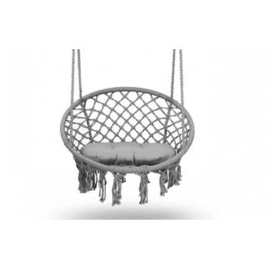 Leagan suspendat pentru copiiadulti Sofotel Boho Gri utilizare interiorexterior 80x63x57 cm, sarcina maxima 150 kg, spatar inalt, cadru metalic, perna inclusa imagine