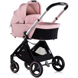 Carucior pentru copii Chipolino Elite 3 in 1 pink marshmallow cu spatar reglabil, suspensii, maner ajustabil, suport picioare reglabil si accesorii imagine