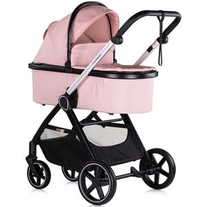 Carucior pentru copii Chipolino Marbella 3 in 1 pink marshmallow cu spatar reglabil, suspensii, maner ajustabil, bara detasabila, suport picioare reglabil imagine
