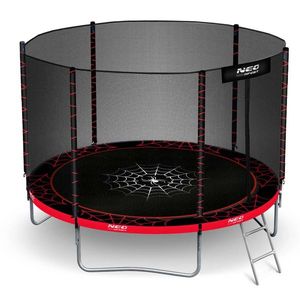 Trambulina de gradina pentru copii Neo-Sport Spider 183cm 6ft, cu Scara si Plasa interioara, Stalpi metalici cu protectie din burete, Intrare cu fermoar si catarama, Covoras impermeabil flexibil imagine