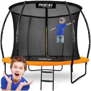 Trambulina de gradina pentru copii Neo-Sport Orange 312cm 10FT, Plasa interioara, Stalpi metalici cu protectie din burete, Intrare cu fermoar si catarama, Covoras impermeabil flexibil imagine