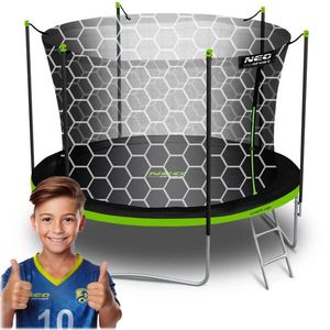 Trambulina de gradina pentru copii Neo-Sport Comb 183cm 6ft, cu Scara si Plasa interioara, Stalpi metalici cu protectie din burete, Intrare cu fermoar si catarama, Covoras impermeabil flexibil imagine