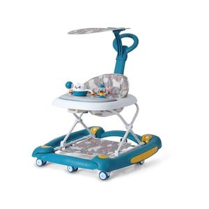 Premergator pentru copii Little Mom, multifunctional cu maner parental, sistem de balansare, Muzica, roti silentioase, cu perna de sezut si copertina detasabila, dimensiune 54 x 17 x 86 cm, Green imagine