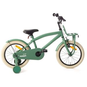 Bicicleta pentru copii Procart Verde 16 inch, reglabila pe inaltime, v-brake, cadru otel, roti ajutatoare, far si stop imagine