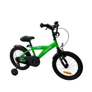 Bicicleta pentru copii Procart Verde 16 inch, roti ajutatoare, v-brake, scaun ajustabil, cadru otel, jante aluminiu, aparatoare lantnoroi imagine