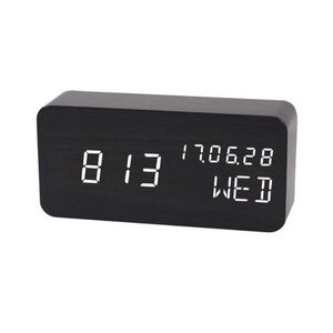 Ceas digital led, ora, data, temperatura, alarma, alimentare duala, mdf imagine