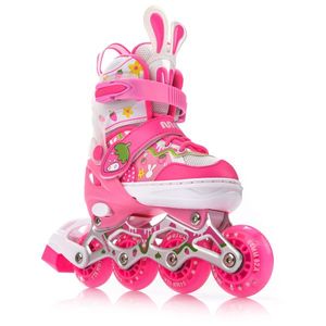 Role pentru copii Meteor Pink Bunny model configurabil 4 in 1, cu lumini, cizma semi-moale cu dimensiune reglabila si sistem de ventilatie, roti din PU, rulmenti din carbon ABEC-7, masura M 34-37 imagine