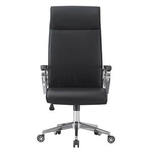 Scaun ergonomic de birou, piele ecologica, inaltime reglabila, baza si manere otel cromat, negru imagine