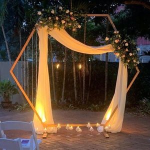 Arcada decor evenimente, forma hexagonala, cadru metal, diametru 2 m, aurie imagine
