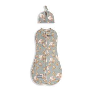 Saculet Swaddle infasat nou nascut Bumbac + caciulita First Step Animale Epoca Sky Blue Sleepee imagine