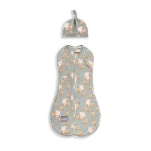 Saculet Swaddle infasat bebelusi + caciulita Second Step Animale de Epoca Sky Blue Sleepee imagine