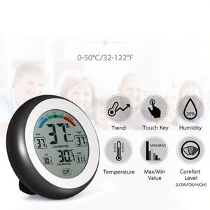 Termometru cu higrometru digital, display lcd, control touch, 9 cm, negru imagine