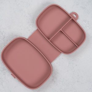 Caserola compartimentata din silicon cu ventuza AppeKids Magic Box Old Rose imagine