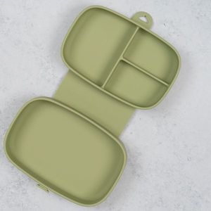 Caserola compartimentata din silicon cu ventuza AppeKids Magic Box Raw Green imagine